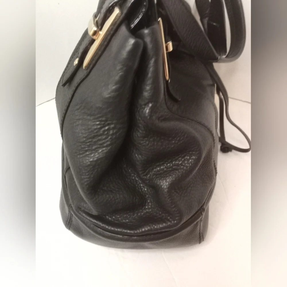 Kate Spade Pebbled Leather Black Satchel with Gold Accents